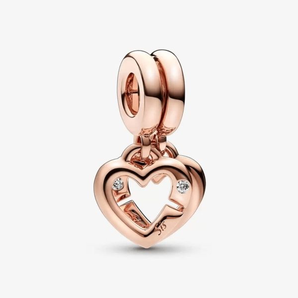 PANDORA : Linked Sister Hearts Split Dangle Charm Hot on Sale
